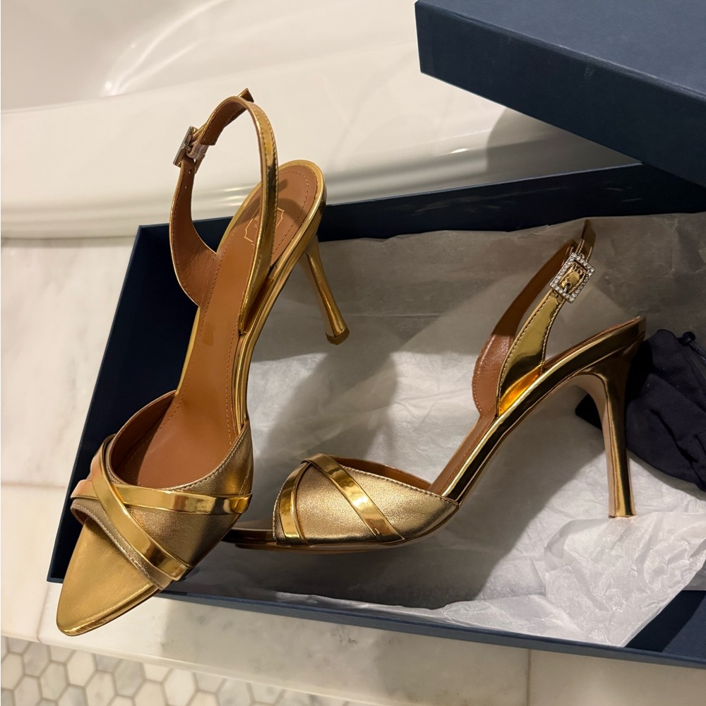 SOLD Malone Souliers Gold Strappy Heels